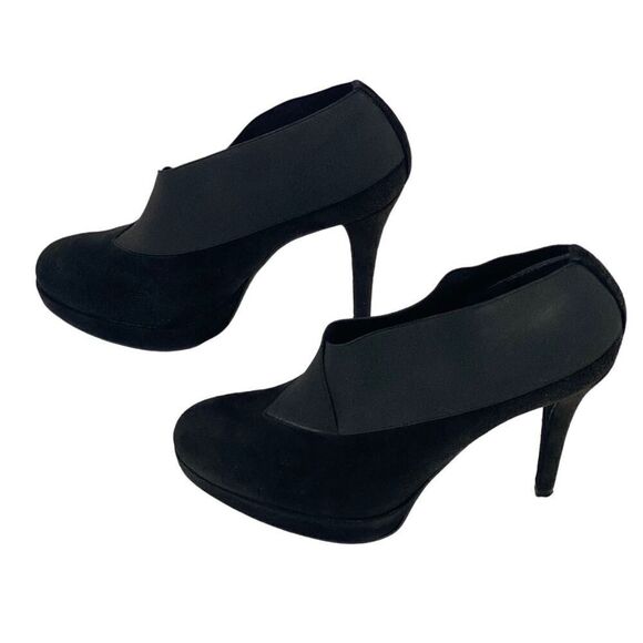 Stuart Weitzman Greatneck Heeled Ankle Bootie Womens Size 8 M Black Suede Spain - Picture 6 of 13